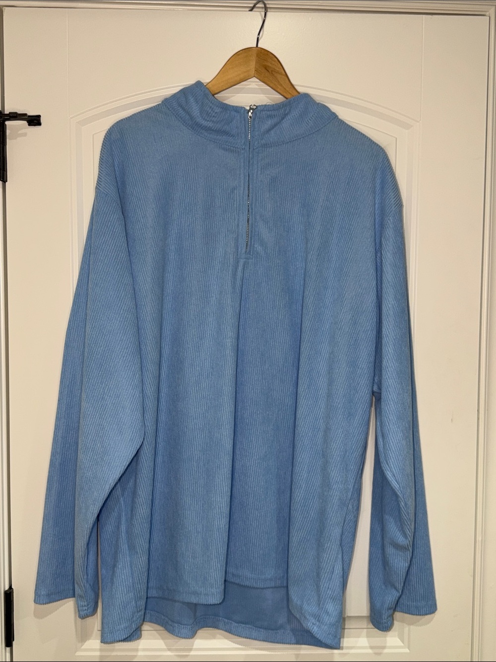 Light Blue Quarter-Zip Corduroy Sweater